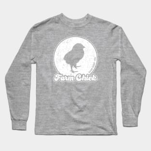 Farm Chick - Retro White Long Sleeve T-Shirt